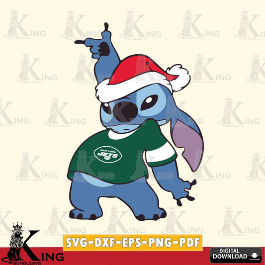 New York Jets Disney Lilo & Stitch Christmas SVG, NFL for Cricut, Silhouette, Digital Download , file cut