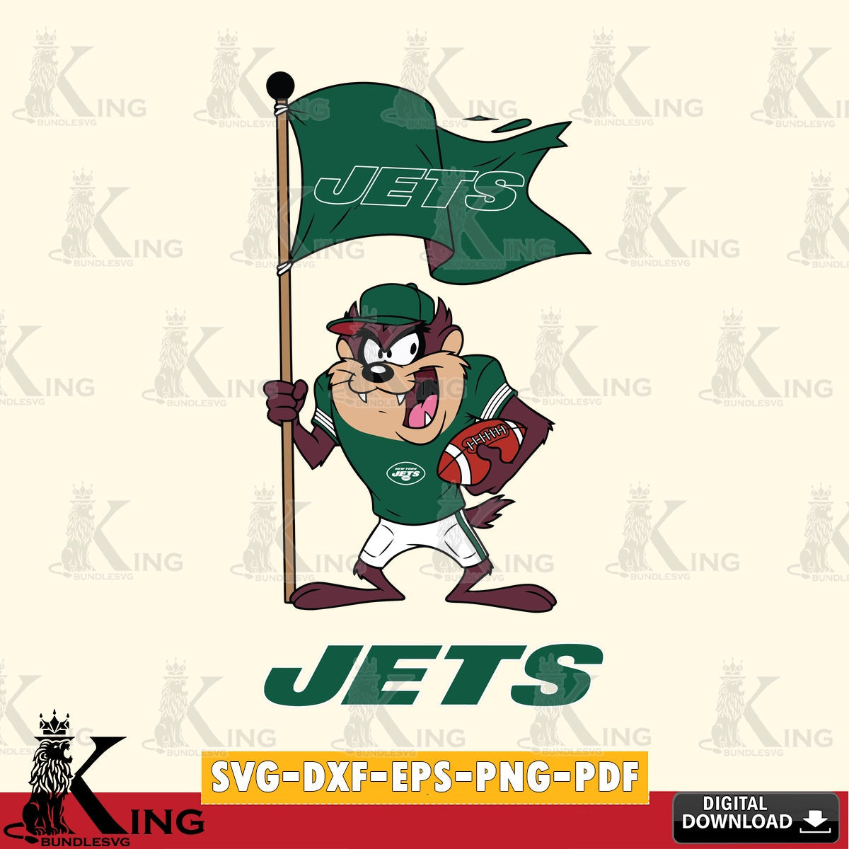 New York Jets Football Taz Flag Art Cut file  , Digital Download , Instant Download, Looney Tunes svg, Football svg