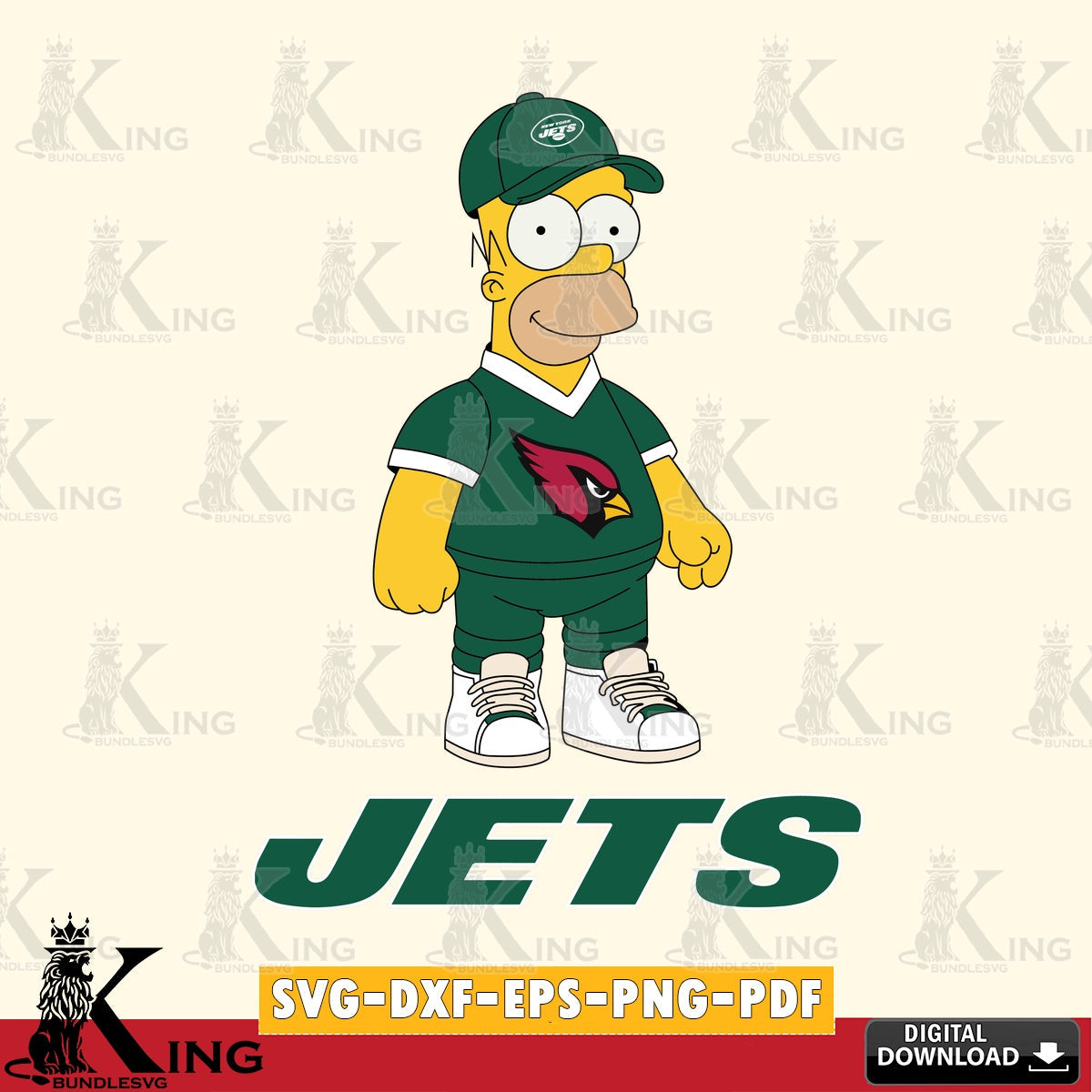 Custom design featuring New York Jets Homer Simpson football, a digital file for silhouette cameo and cricut projects