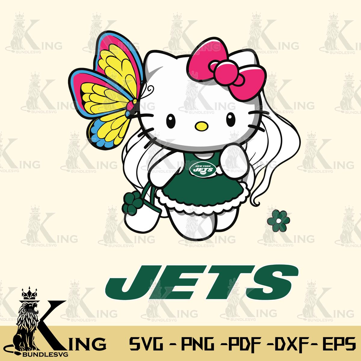 New York Jets Kitty Cartoon Svg Eps Dxf Png File, Digital Download