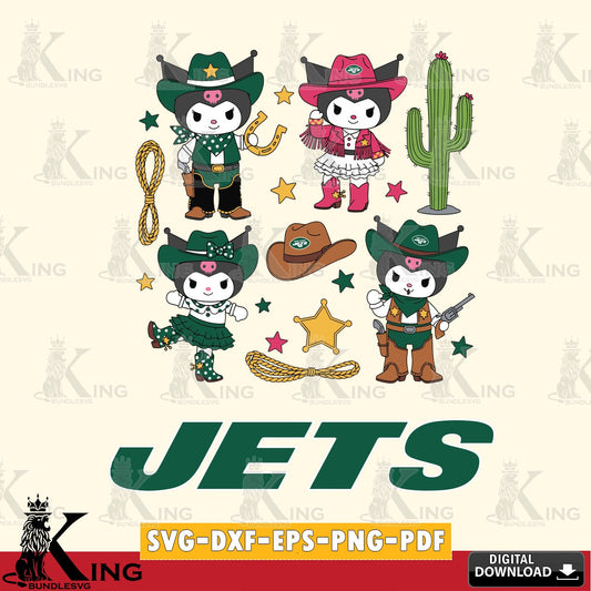 New York Jets Kuromi Cowboy Western SVG file, Cricut, Cut file  , Digital Download , Instant Download, Sanrio svg, Clipart