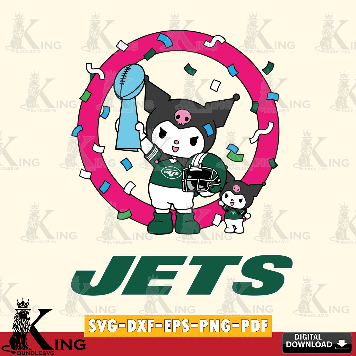 New York Jets Kuromi Football Champion SVG file, Cricut, Cut file  , Digital Download , Instant Download, Sanrio svg, Clipart