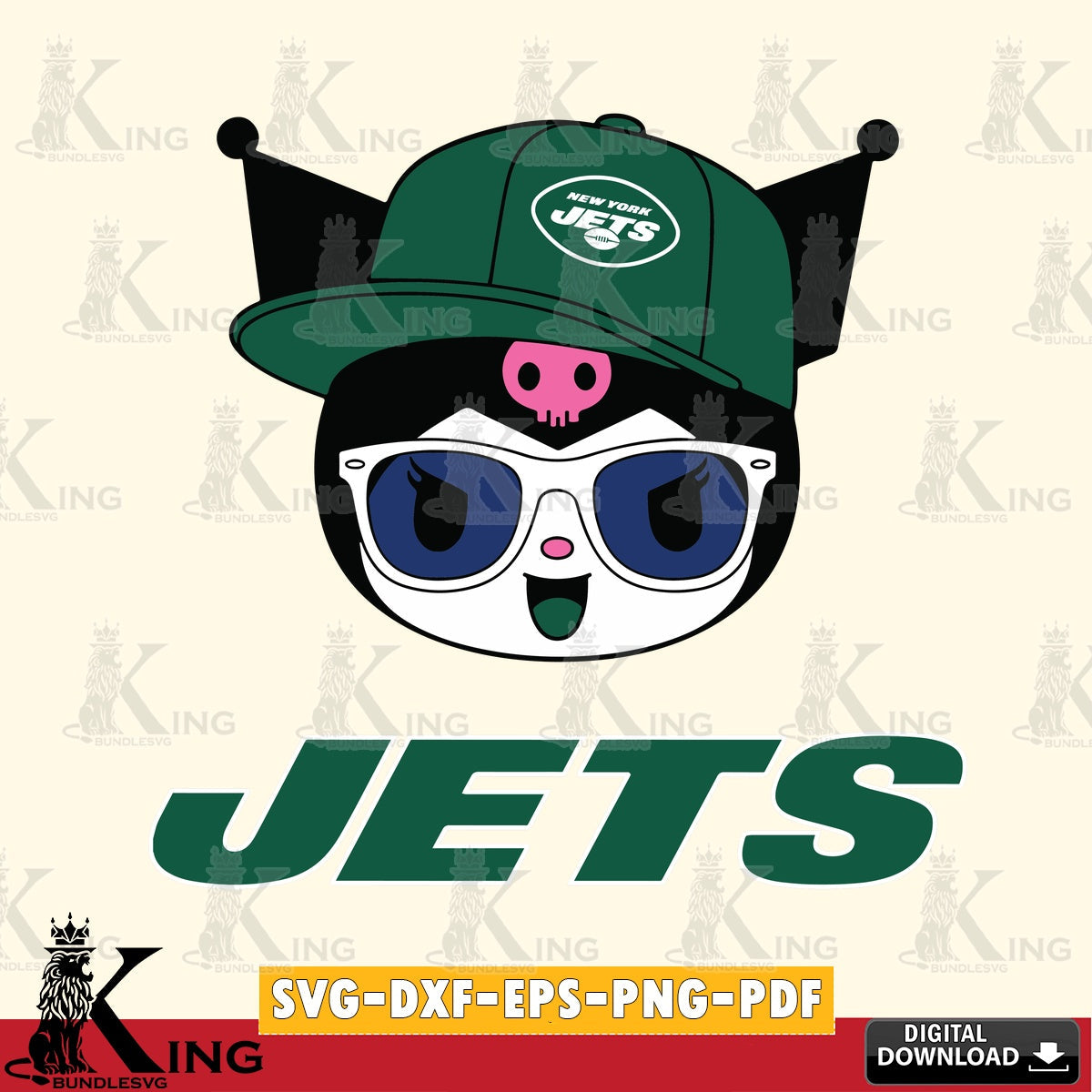 New York Jets Kuromi Football Cool SVG file, Cricut, Cut file  , Digital Download , Instant Download, Sanrio svg, Clipart