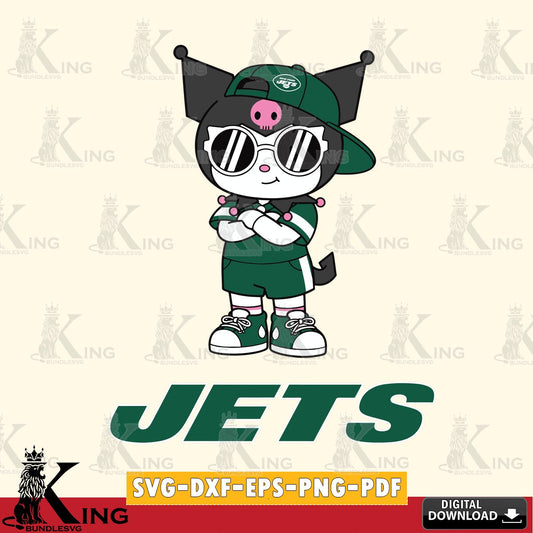 New York Jets Kuromi Football Jersey SVG file, Cricut, Cut file  , Digital Download , Instant Download, Sanrio svg, Clipart