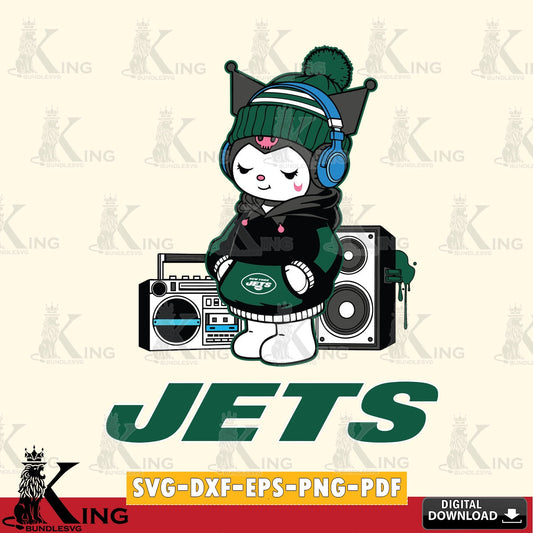 New York Jets Kuromi Football Music SVG file, Cricut, Cut file  , Digital Download , Instant Download, Sanrio svg, Clipart