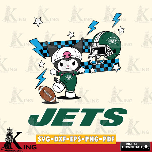 New York Jets Kuromi Game Day SVG file, Cricut, Cut file  , Digital Download , Instant Download, Sanrio svg, Clipart