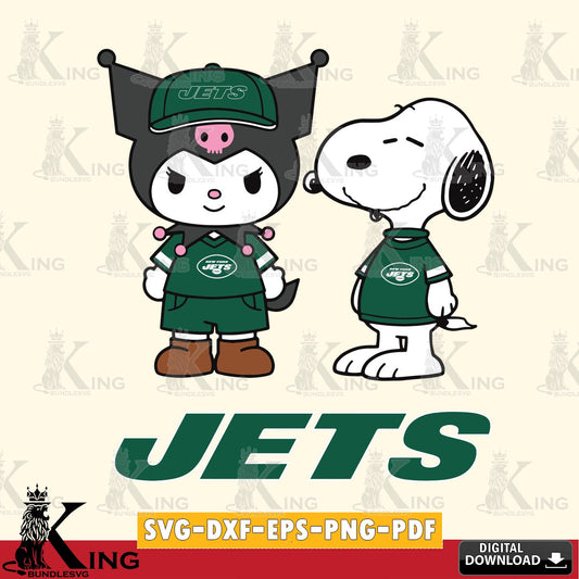 New York Jets Kuromi Snoopy Football SVG file, Cricut, Cut file  , Digital Download , Instant Download, Sanrio svg, Clipart