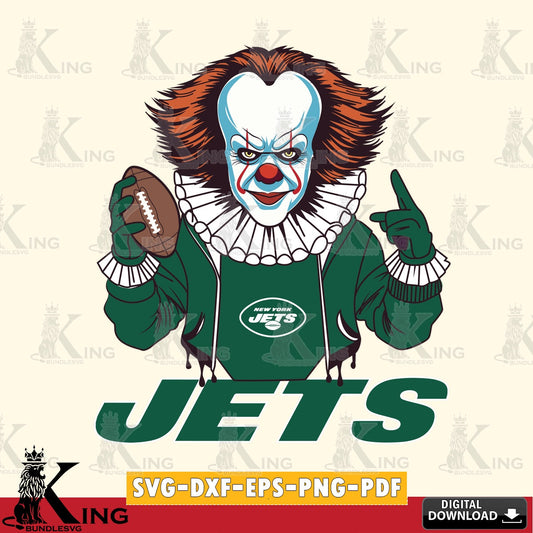 Creative design featuring New York Jets Pennywise player football art; SVG PNG files perfect for Cricut and Silhouette cutting