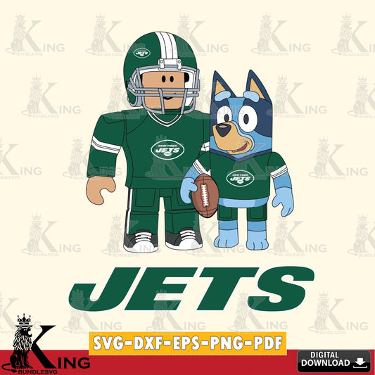 New York Jets Roblox & Bluey Football SVG file , Cricut, NFL  File cut , Digital Download , PDF File