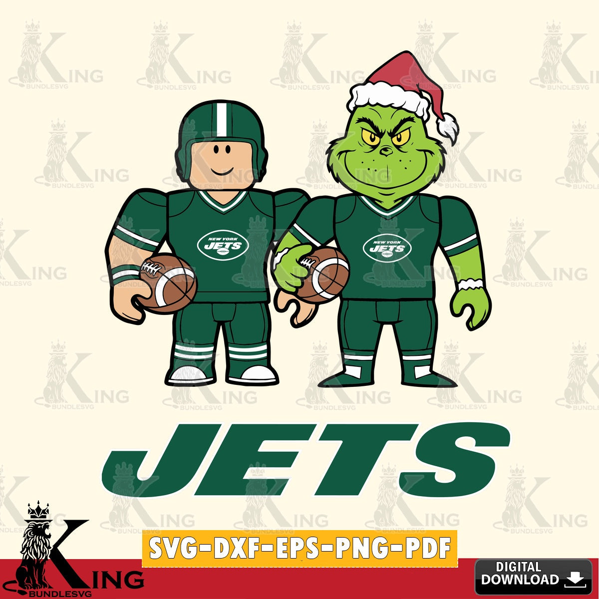 New York Jets Roblox & Grinch Football SVG file , Cricut, NFL  File cut , Digital Download , PDF File