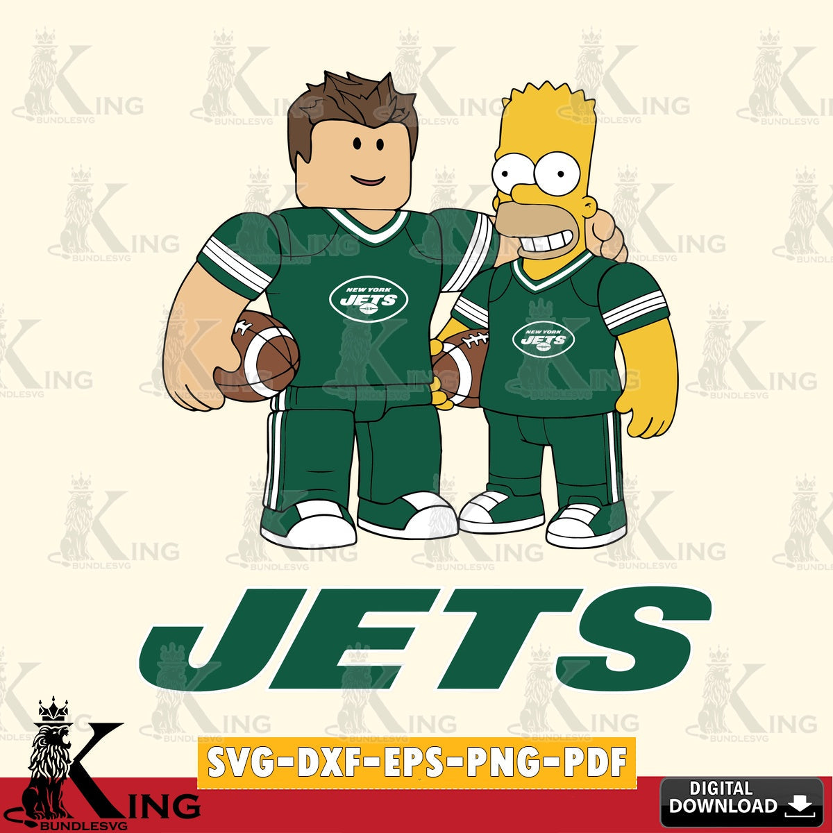 New York Jets Roblox & Homer Simpson Football SVG file , Cricut, NFL  File cut , Digital Download , PDF File