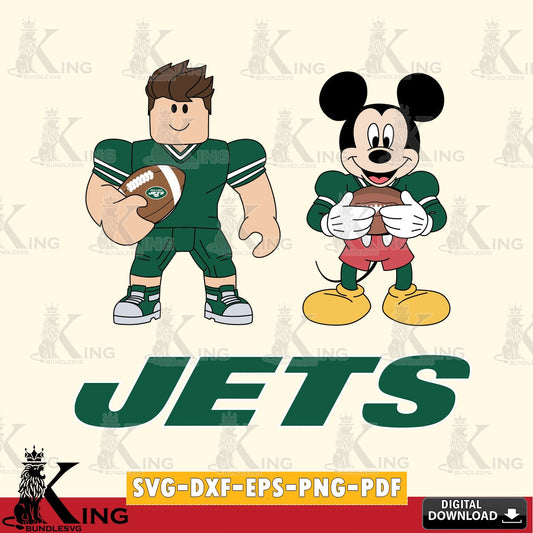 New York Jets Roblox & Mickey Football SVG file , Cricut, NFL  File cut , Digital Download , PDF File