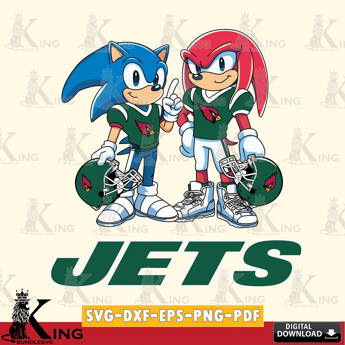 Custom design featuring New York Jets Sonic and Knuckles football, a digital clipart compatible with laser engraving and cutting