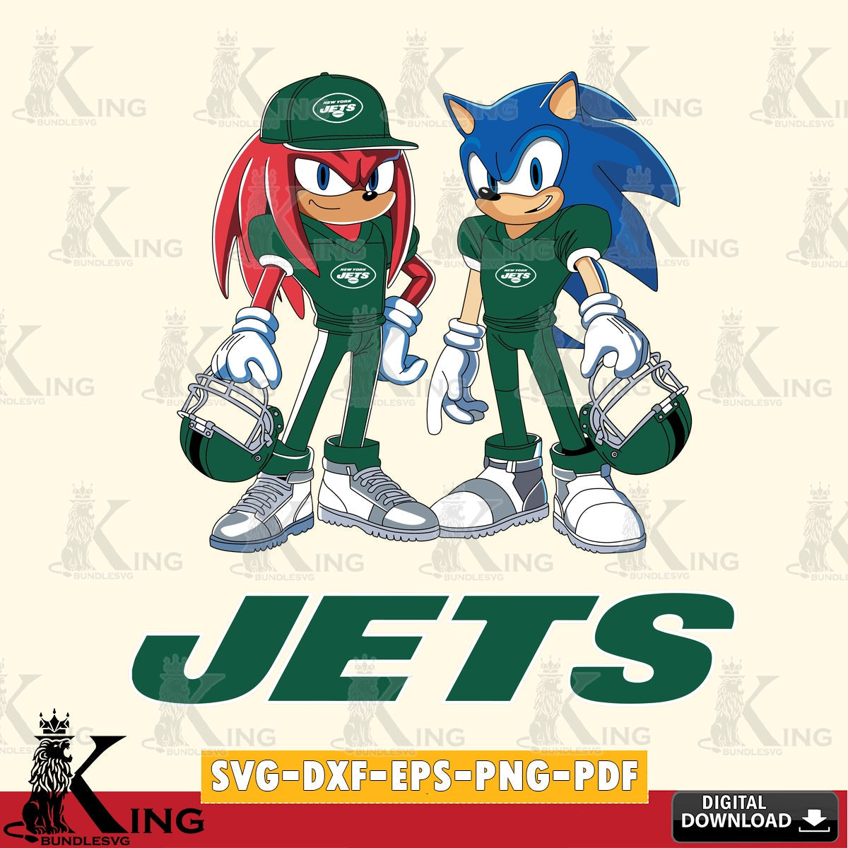 Printable art of New York Jets Sonic And Knuckles player football cut file ideal for vinyl projects and T-shirt printing