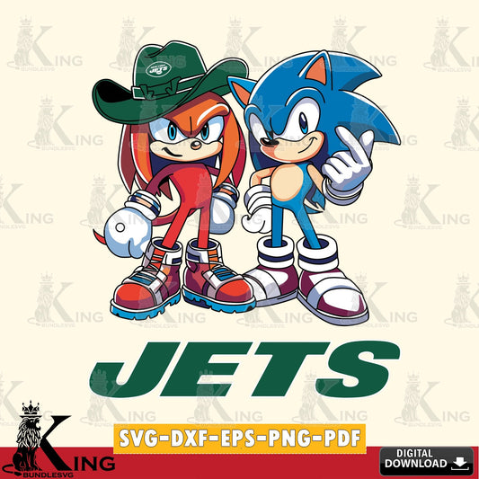 Artistic drawing of New York Jets Sonic & Knuckles football mascot, versatile clip art for stickers, decals, and mugs