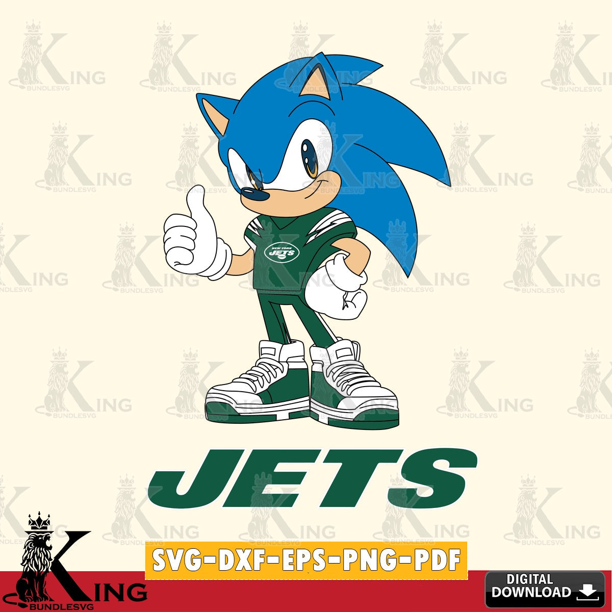 Custom design featuring a New York Jets Sonic Like Football crafting file for iron-on transfer and vinyl decals.