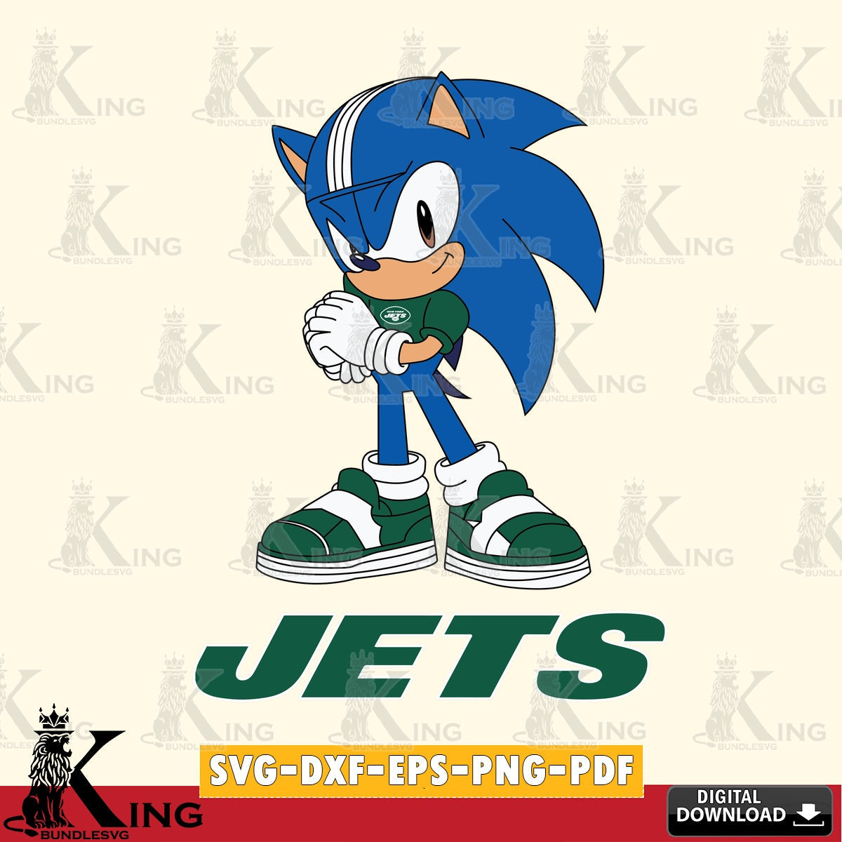 Printable art of New York Jets Sonic cute Football SVG cut file for personalized gifts and laser projects