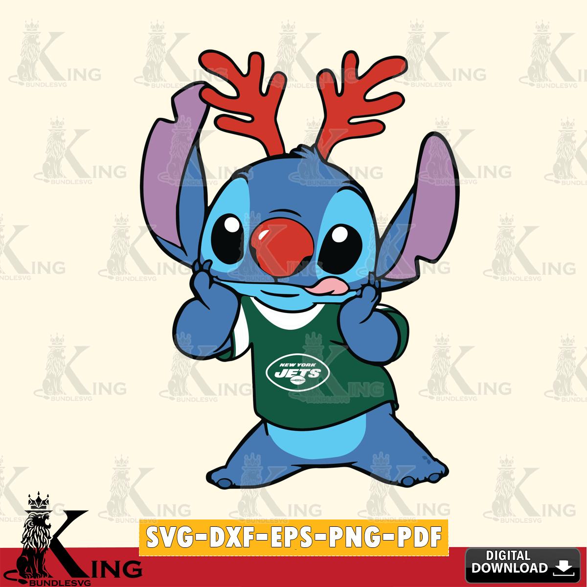 New York Jets Stitch Reindeer SVG, NFL for Cricut, Silhouette, Digital Download , file cut