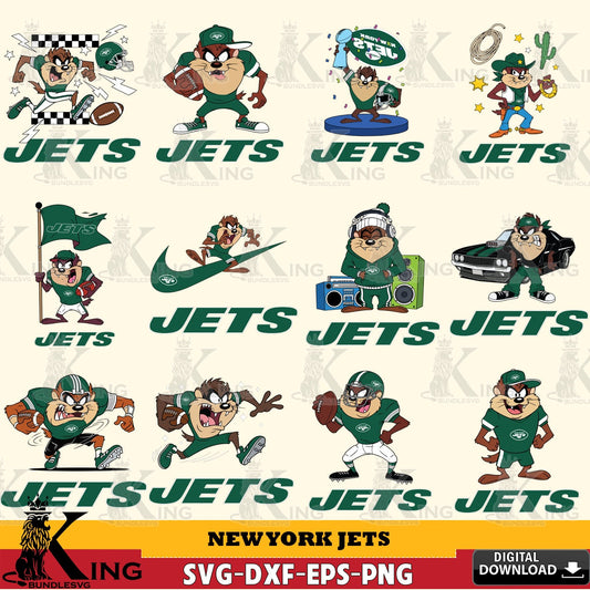 New York Jets Taz (Looney Tunes) Football NFL Bundle Cut file  , Digital Download , Instant Download, Looney Tunes svg, Football svg