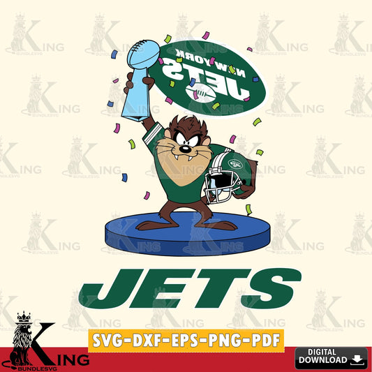 New York Jets Taz Trophy Podium Cut file  , Digital Download , Instant Download, Looney Tunes svg, Football svg