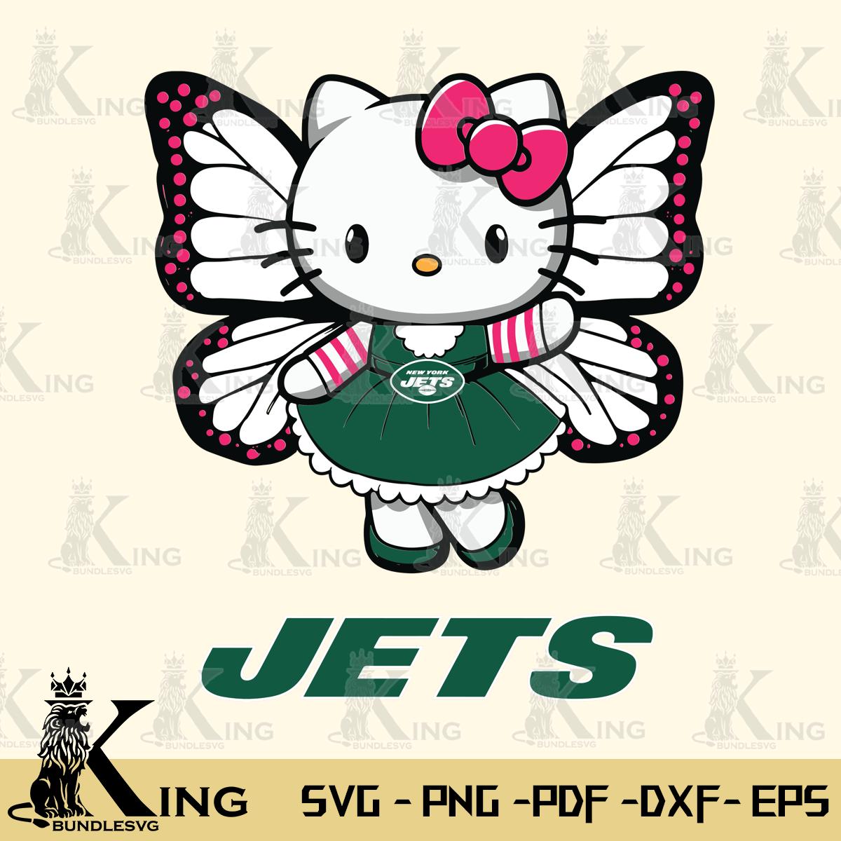 New York Jets Whimsical Kitty Wings Svg Eps Dxf Png File, Digital Download