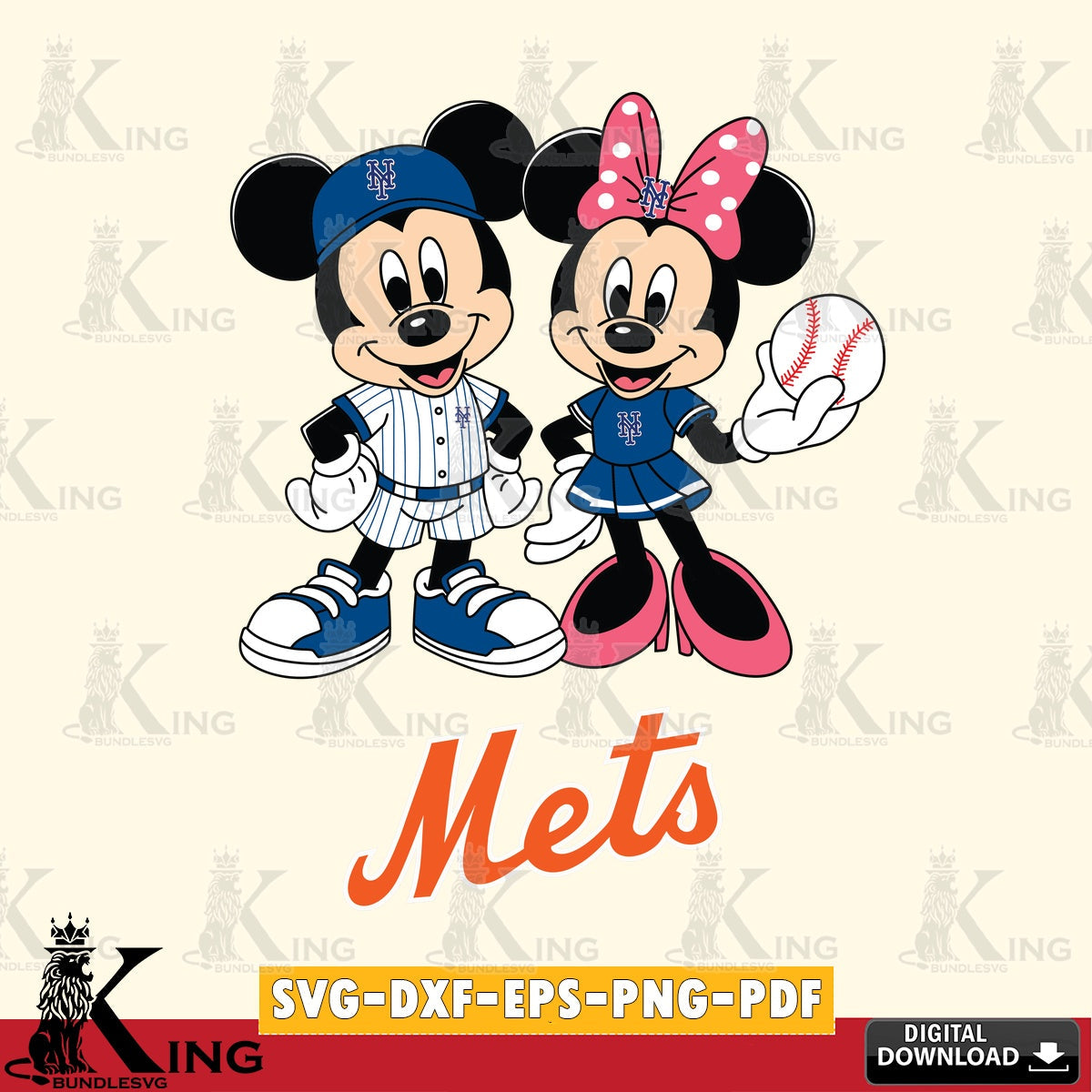 New York Mets Baseball Mickey Minnie Mouse SVG file , For Cricut,  File cut , Digital Download , PDF File, Cut Files
