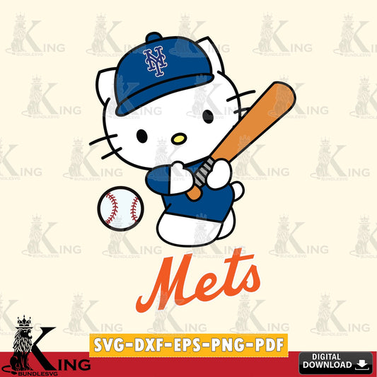 Ultimate set containing New York Mets Hello Kitty playing baseball, a digital download for Cricut Maker and paper crafts