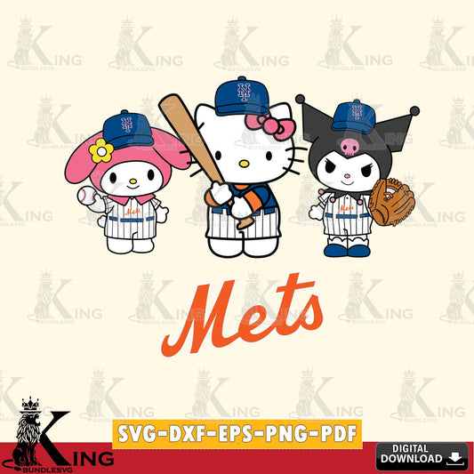 High-quality graphic of New York Mets Kawaii baseball team, a vector illustration for POD merchandise and apparel
