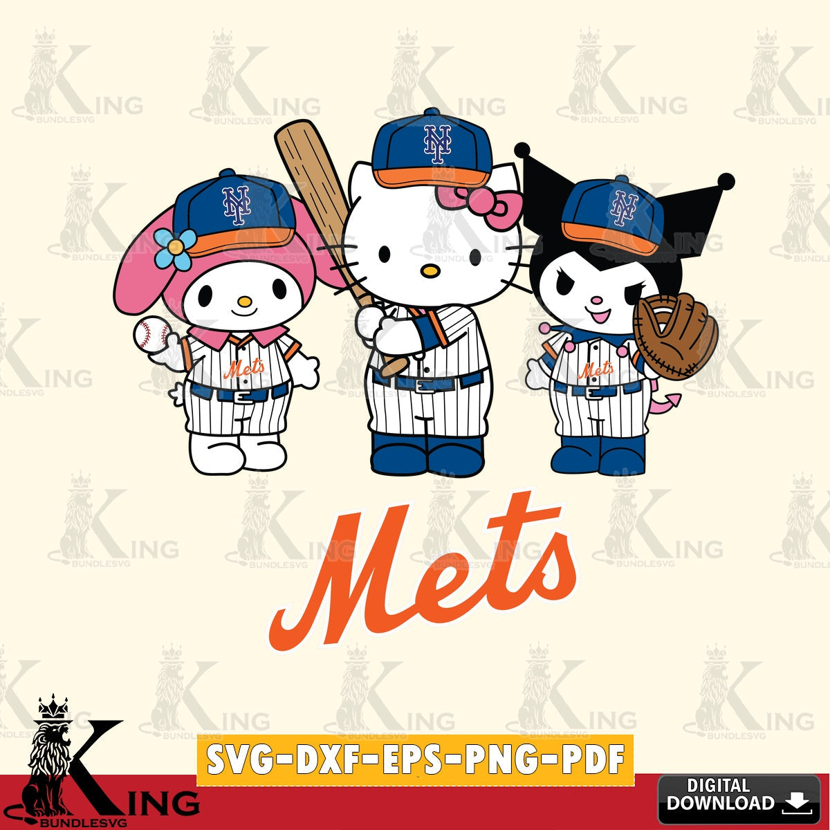 Custom design featuring New York Mets Kawaii team baseball player, SVG PNG design suitable for Glowforge and laser cutting