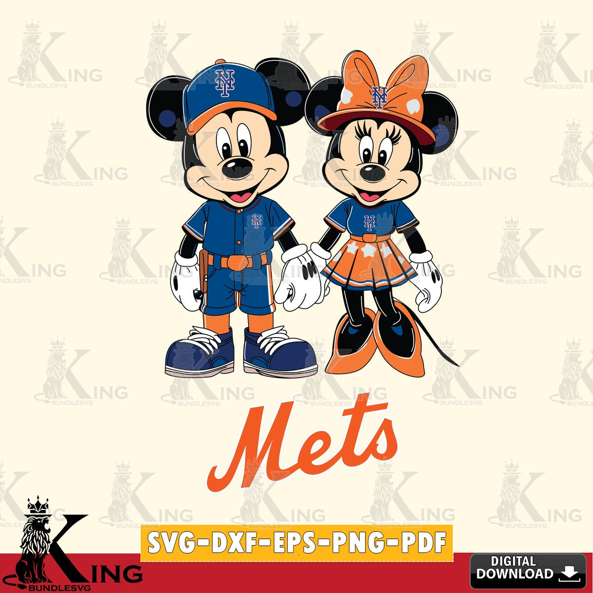 New York Mets Mickey Minnie Baseball SVG file , For Cricut,  File cut , Digital Download , PDF File, Cut Files