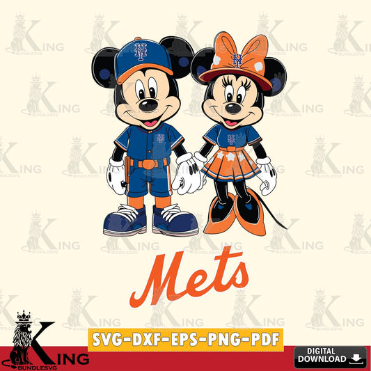 New York Mets Mickey Minnie Baseball SVG file , For Cricut,  File cut , Digital Download , PDF File, Cut Files