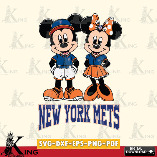 New York Mets Mickey Minnie Mouse Baseball SVG File, MLB for Cricut, Silhouette, Digital Download , file cut