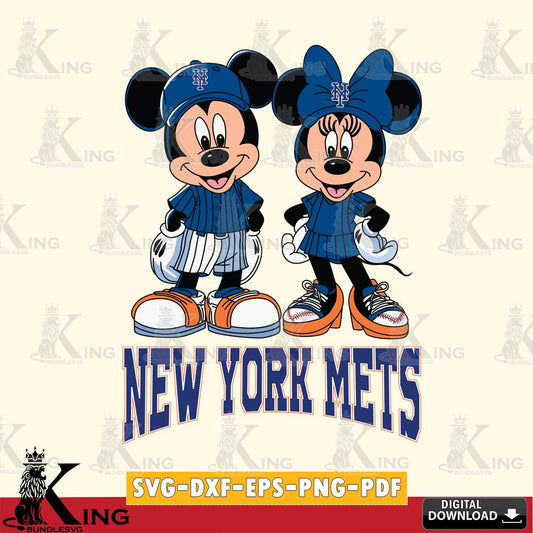New York Mets Mickey Minnie Mouse Fan SVG File, MLB for Cricut, Silhouette, Digital Download , file cut