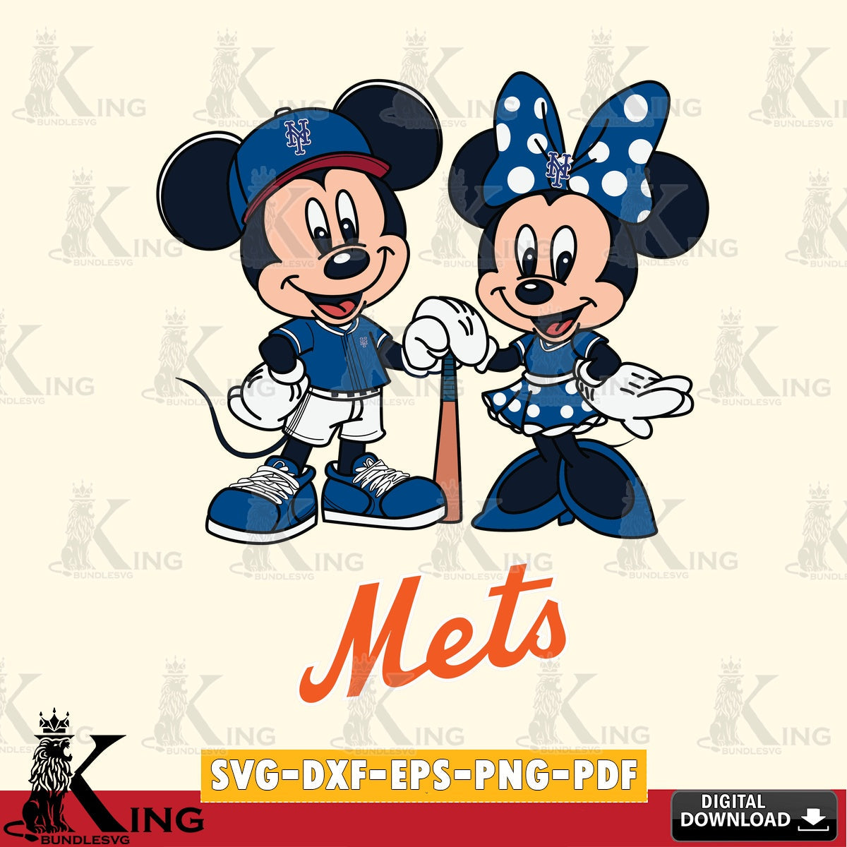 New York Mets Mickey Minnie Mouse Sport SVG file , For Cricut,  File cut , Digital Download , PDF File, Cut Files