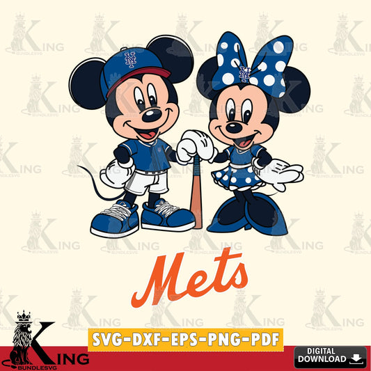New York Mets Mickey Minnie Mouse Sport SVG file , For Cricut,  File cut , Digital Download , PDF File, Cut Files