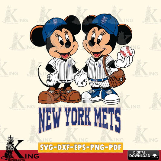 New York Mets Mickey Minnie Mouse couple SVG File, MLB for Cricut, Silhouette, Digital Download , file cut