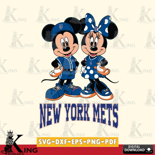 New York Mets Mickey Minnie Mouse couple sport SVG File, MLB for Cricut, Silhouette, Digital Download , file cut