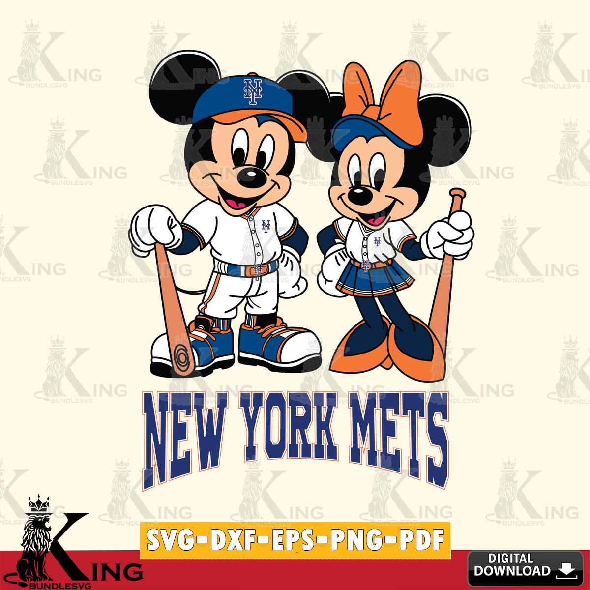New York Mets Mickey Minnie Mouse player SVG File, MLB for Cricut, Silhouette, Digital Download , file cut