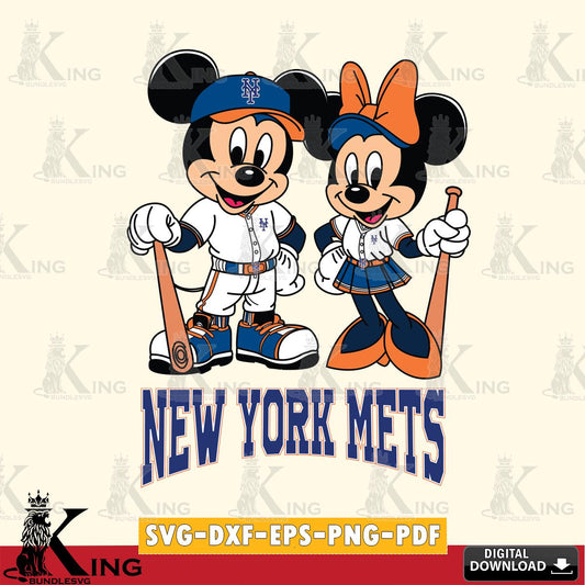 New York Mets Mickey Minnie Mouse player SVG File, MLB for Cricut, Silhouette, Digital Download , file cut