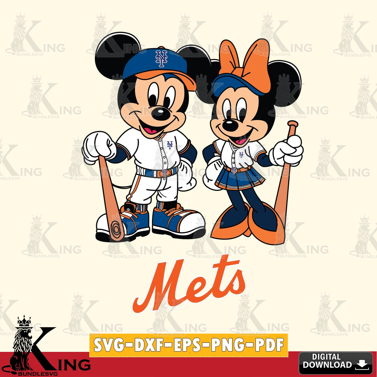 New York Mets Mickey Minnie Mouse player SVG file , For Cricut,  File cut , Digital Download , PDF File, Cut Files