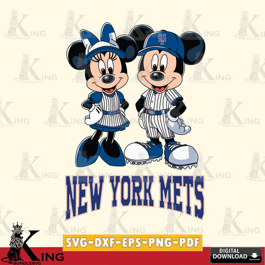 New York Mets Mickey Minnie Sport SVG File, MLB for Cricut, Silhouette, Digital Download , file cut