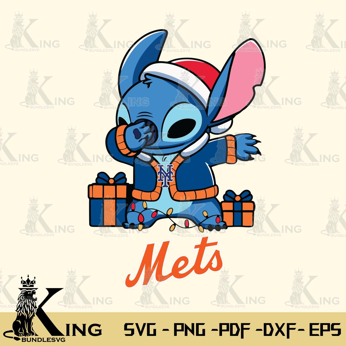 New York Mets Stitch Merry Christmas Svg Eps Dxf Png File, Digital Download