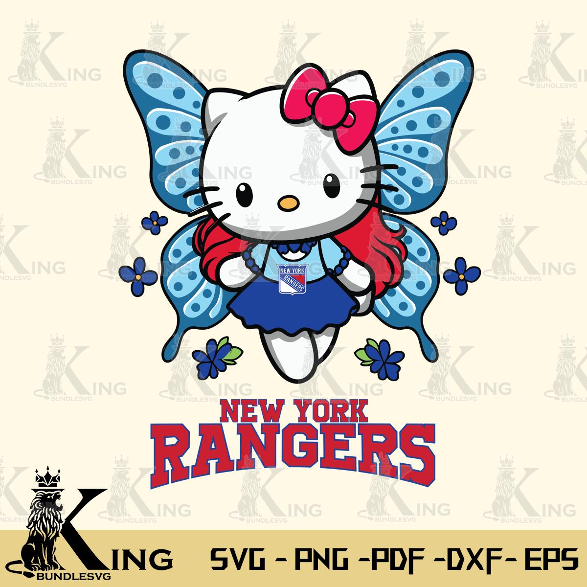 New York Rangers Butterfly Kitty Charm Svg Eps Dxf Png File, Digital Download