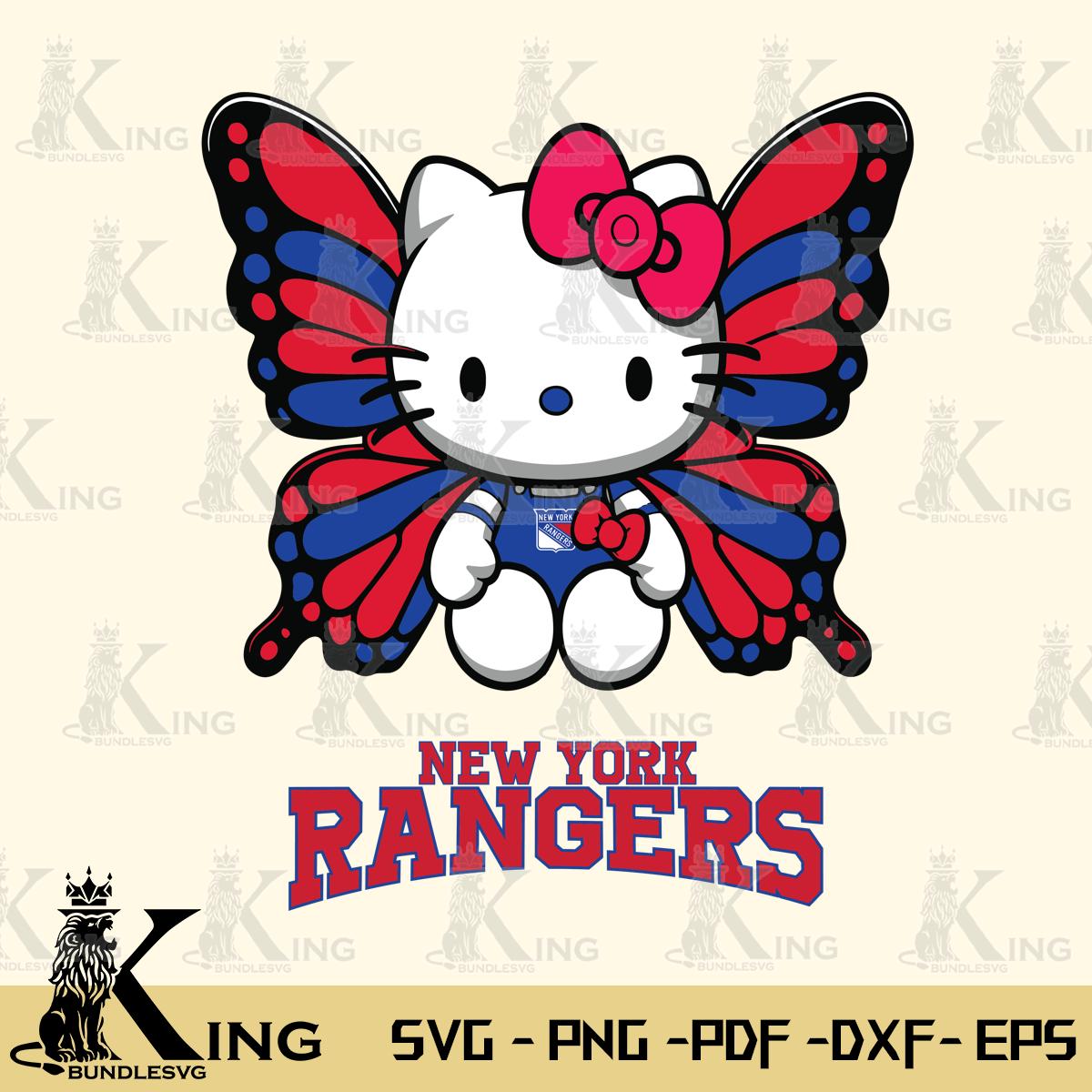 New York Rangers Butterfly Kitty Delight Svg Eps Dxf Png File, Digital Download