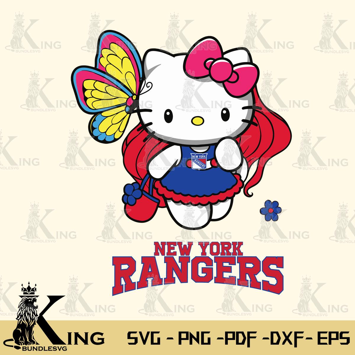 New York Rangers Kitty Cartoon Svg Eps Dxf Png File, Digital Download