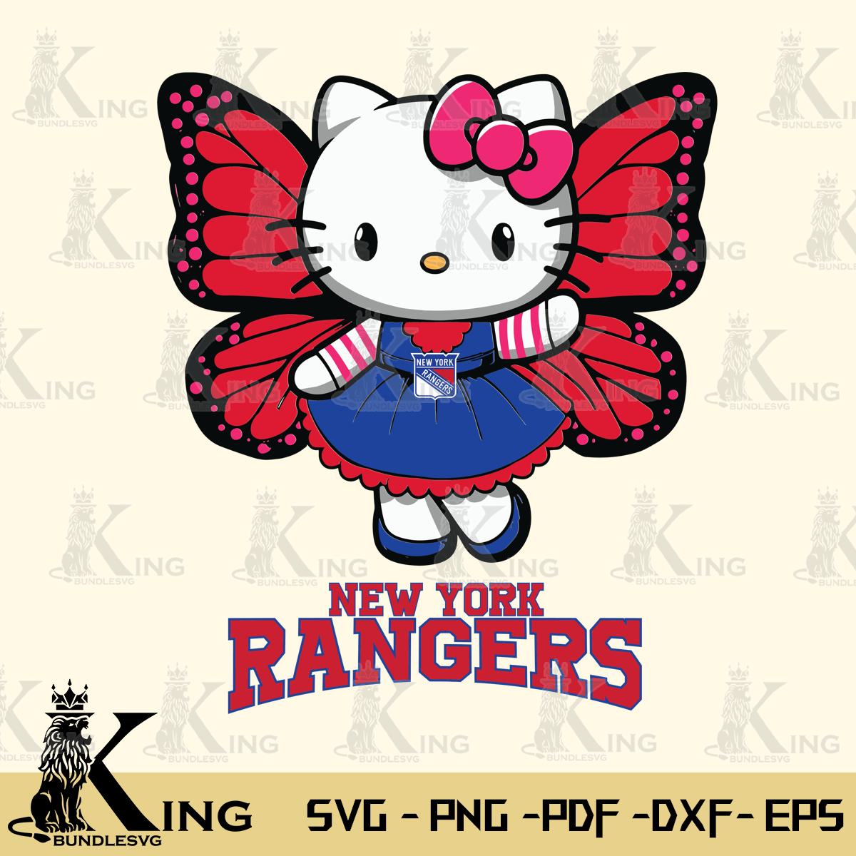 New York Rangers Whimsical Kitty Wings Svg Eps Dxf Png File, Digital Download