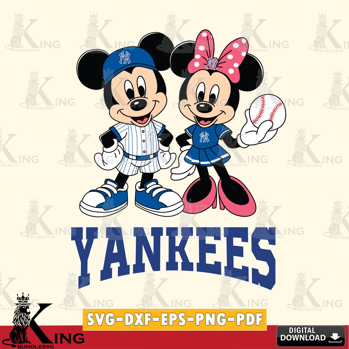 New York Yankees Baseball Mickey Minnie Mouse SVG File, MLB for Cricut, Silhouette, Digital Download , file cut