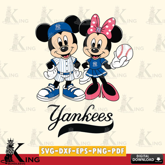 New York Yankees Baseball Mickey Minnie Mouse SVG file , For Cricut,  File cut , Digital Download , PDF File, Cut Files