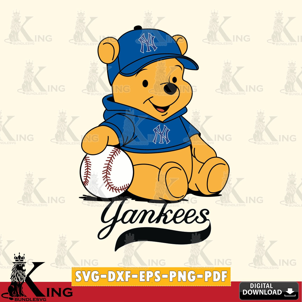 Eye-catching graphic of New York Yankees Baseball Star Teddy vector art for engraving, cutting, and printing.