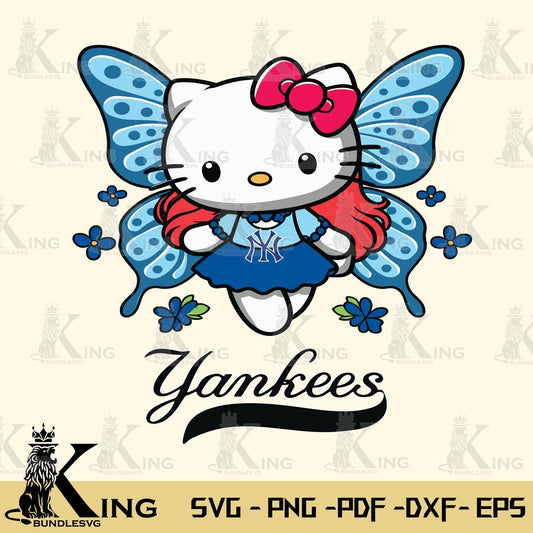 New York Yankees Butterfly Kitty Charm Svg Eps Dxf Png File, Digital Download